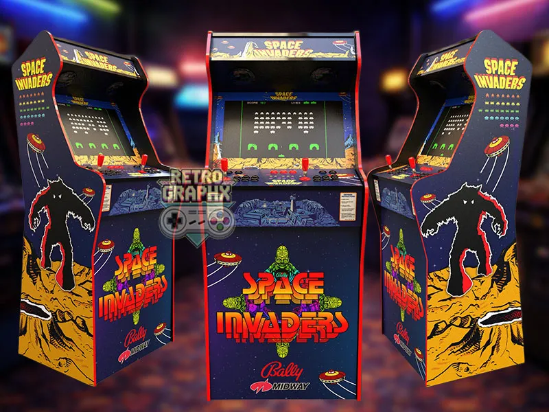 Kit graphique Space Invaders | Design Micro center complet | Fichiers digitaux PDF PSD - vue de face du Arcade1Up