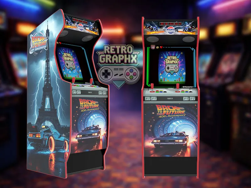 Design arcade Back to the future | Design borne arcade complet | Fichiers digitaux PDF  PSD - vue de face