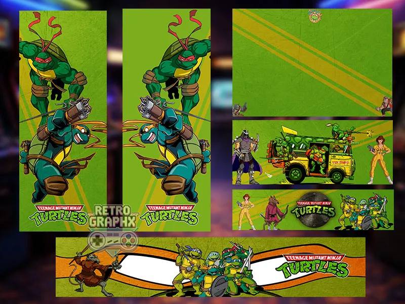 Design arcade Teenage Mutant Ninja Turtles | Design arcade complet | Fichiers digitaux PDF  PSD - vue arrière