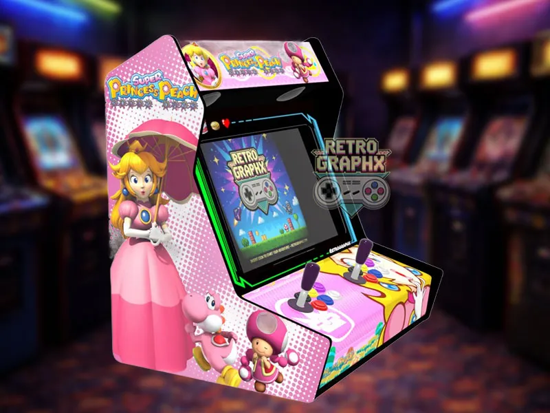 Kit graphique Princess Peach | Design Bartop complet | Fichiers digitaux PDF  PSD - vue de gauche du bartop