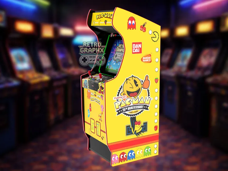 Design arcade Pacman Yellow Edition | Design arcade complet | Fichiers digitaux PDF  PSD - vue de droite