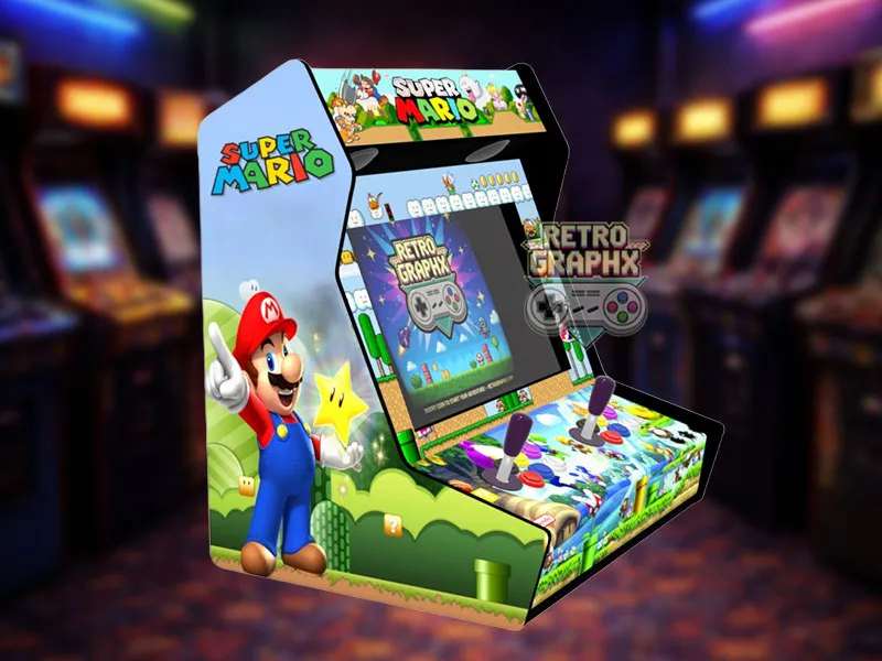 Kit graphique Mario v1 | Design Bartop complet | Fichiers digitaux PDF  PSD - vue de gauche du bartop