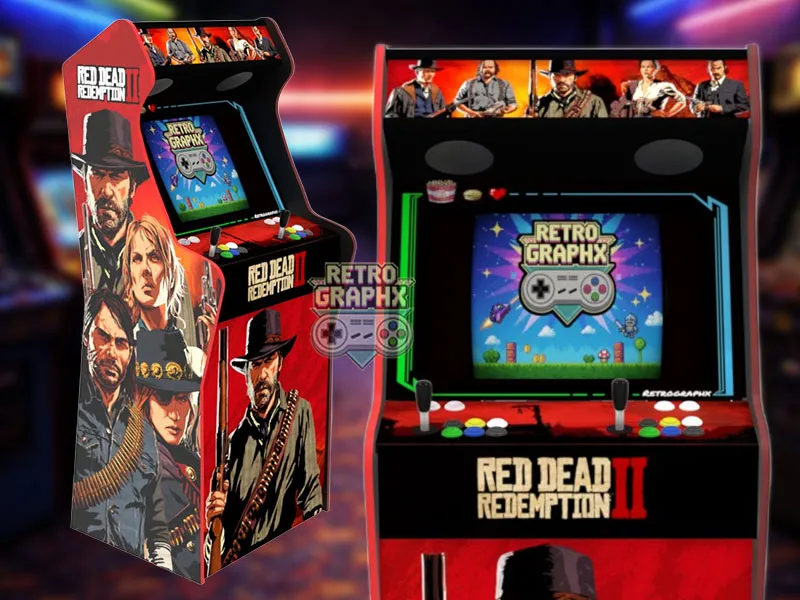 Design arcade Red Dead Redemption | Design Micro center complet | Fichiers digitaux PDF  PSD - vue de face avec marquee illuminé