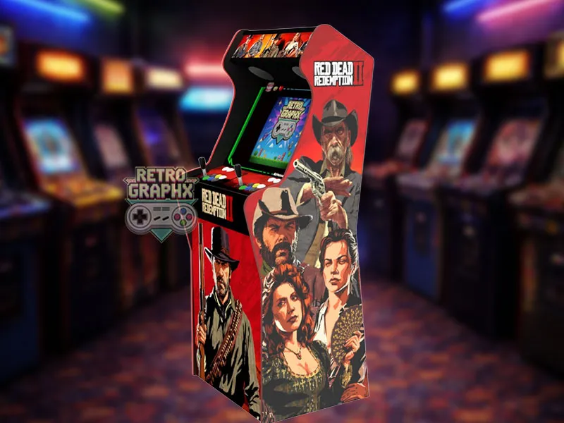 Design arcade Red Dead Redemption | Design Micro center complet | Fichiers digitaux PDF  PSD - vue 3/4 avec marquee illuminé