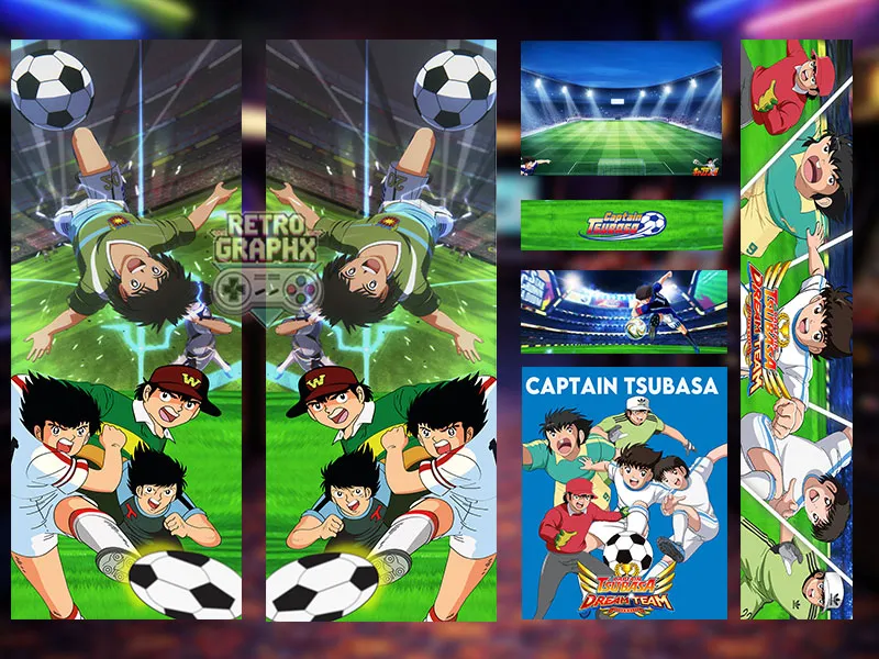 Design arcade Captain tsubara | Design Micro center complet | Fichiers digitaux PDF  PSD - vue de gauche