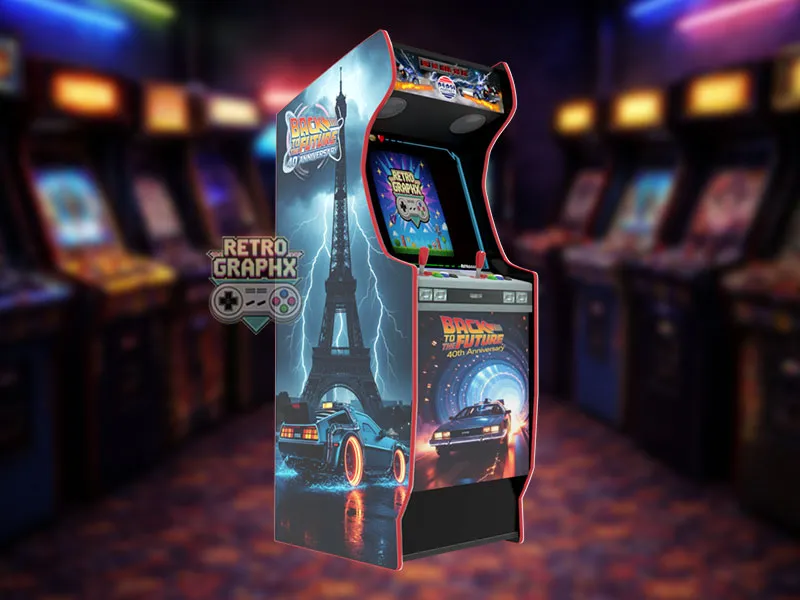 Design arcade Back to the future | Design borne arcade complet | Fichiers digitaux PDF  PSD - vue arrière