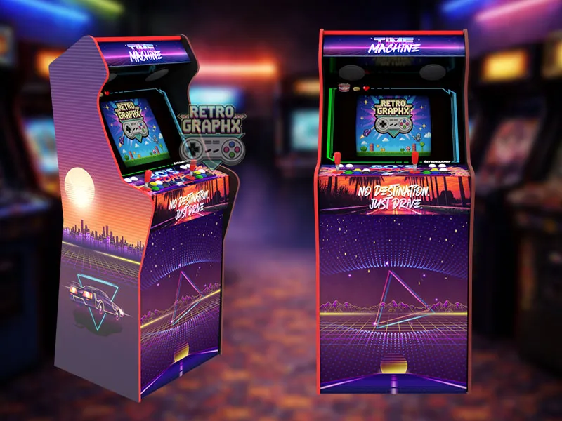 Design arcade RetroWave 80's | Design Micro center complet | Fichiers digitaux PDF  PSD - vue de face