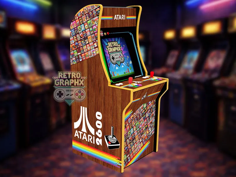 Kit graphique Atari | Design arcade1up complet | Fichiers digitaux PDF  PSD - vue de gauche du Arcade1Up