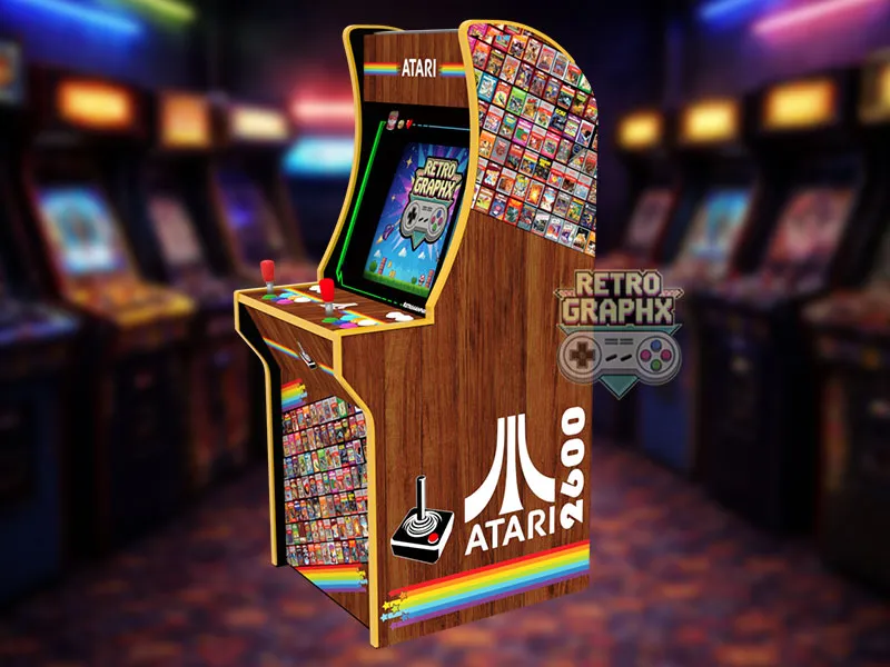 Kit graphique Atari | Design arcade1up complet | Fichiers digitaux PDF  PSD - vue de droite du Arcade1Up