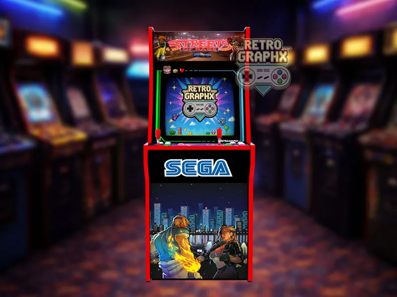 Kit graphique Street of rage | Design arcade1up complet | Fichiers digitaux PDF  PSD - vue de face du Arcade1Up