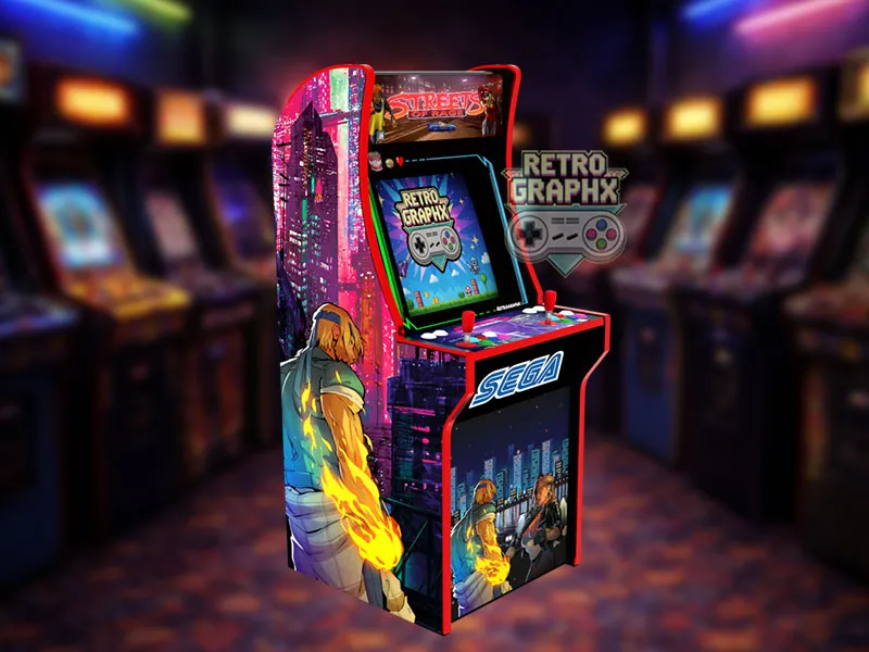 Kit graphique Street of rage | Design arcade1up complet | Fichiers digitaux PDF  PSD - vue de gauche du Arcade1Up