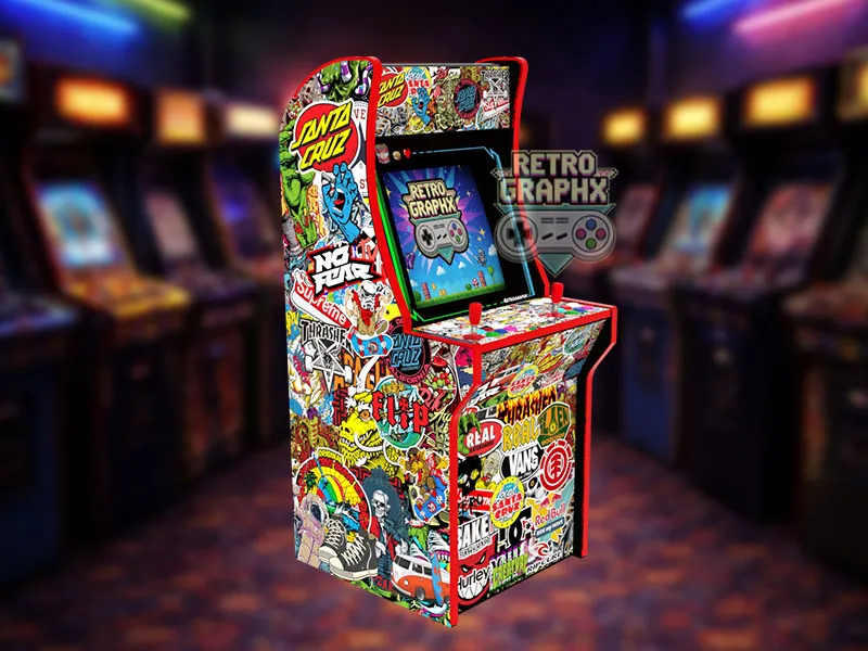 Kit graphique Skate Stickerbomb | Design arcade1up complet | Fichiers digitaux PDF  PSD - vue de gauche du Arcade1Up