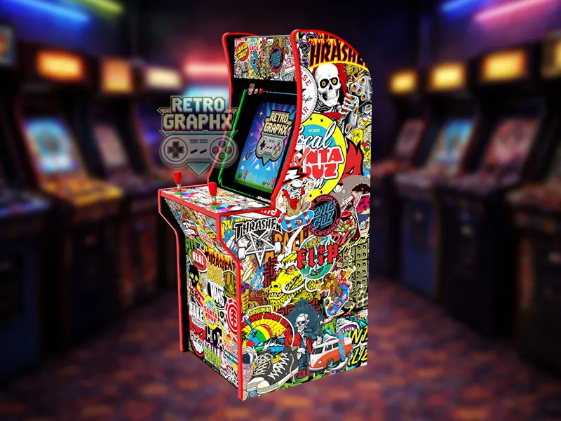 Kit graphique Skate Stickerbomb | Design arcade1up complet | Fichiers digitaux PDF  PSD - vue de droite du Arcade1Up