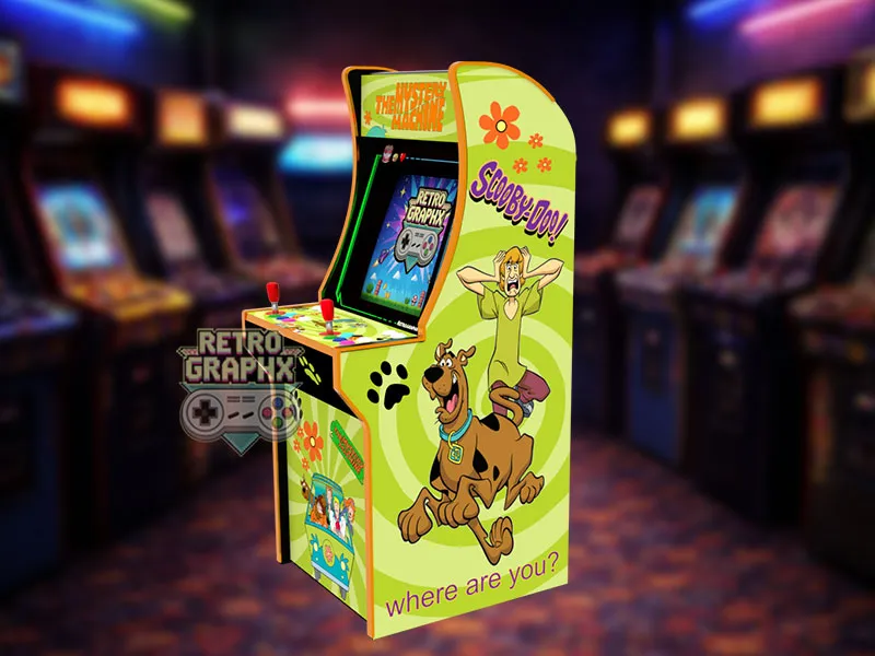 Kit graphique ScoobyDoo | Design arcade1up complet | Fichiers digitaux PDF  PSD - vue de droite du Arcade1Up