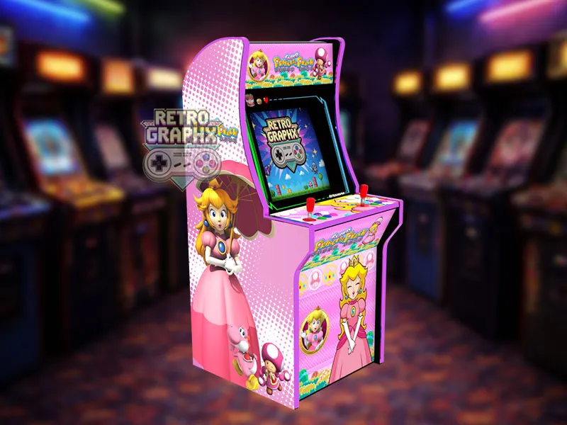 Kit graphique Princess Peach | Design arcade1up complet | Fichiers digitaux PDF  PSD - vue de gauche du Arcade1Up