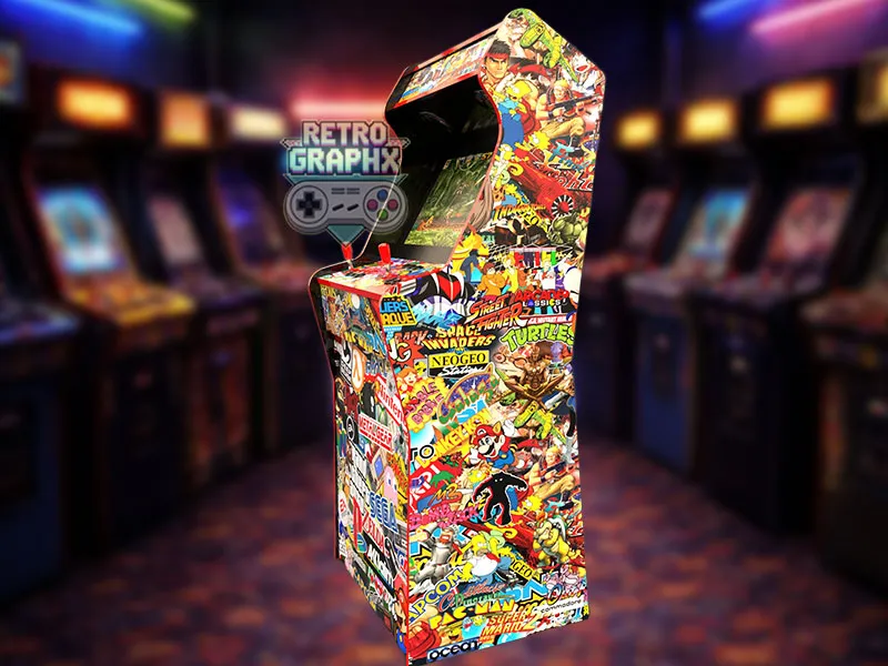 Design arcade Stickerbomb | Design arcade complet | Fichiers digitaux PDF PSD - vue de droite