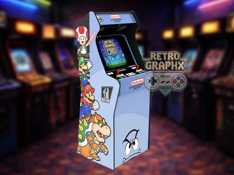 Design arcade mario & cie V1  | design microcenter version NES | Fichiers digitaux PDF PSD - vue de gauche