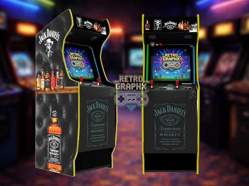 Design arcade Jack Daniels | Design arcade complet | Fichiers digitaux PDF  PSD - vue de face avec control panel