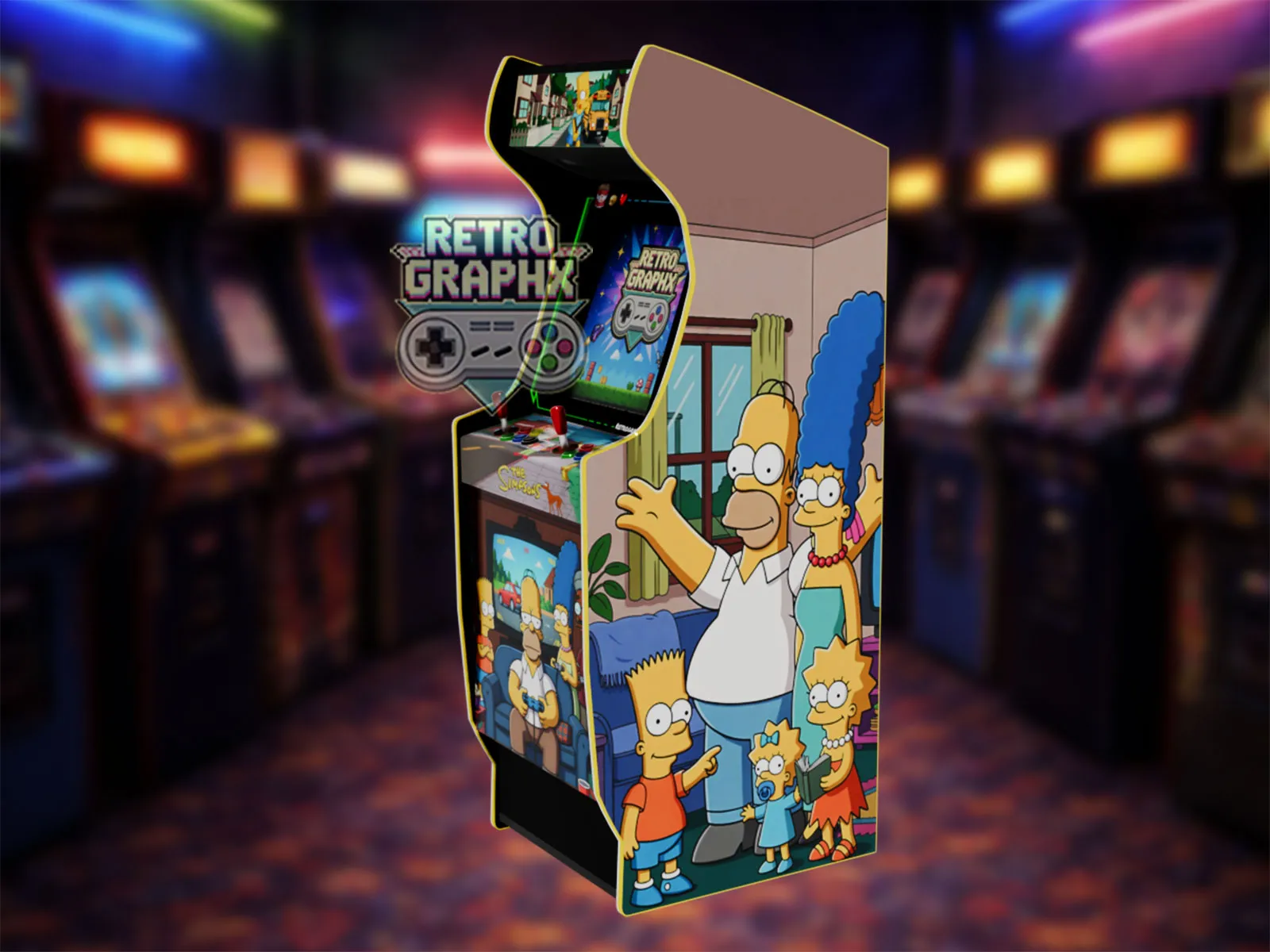 Design arcade The Simpsons | Euro Edition | Fichiers digitaux pour borne d'arcade - PDF  PSD - vue de droite