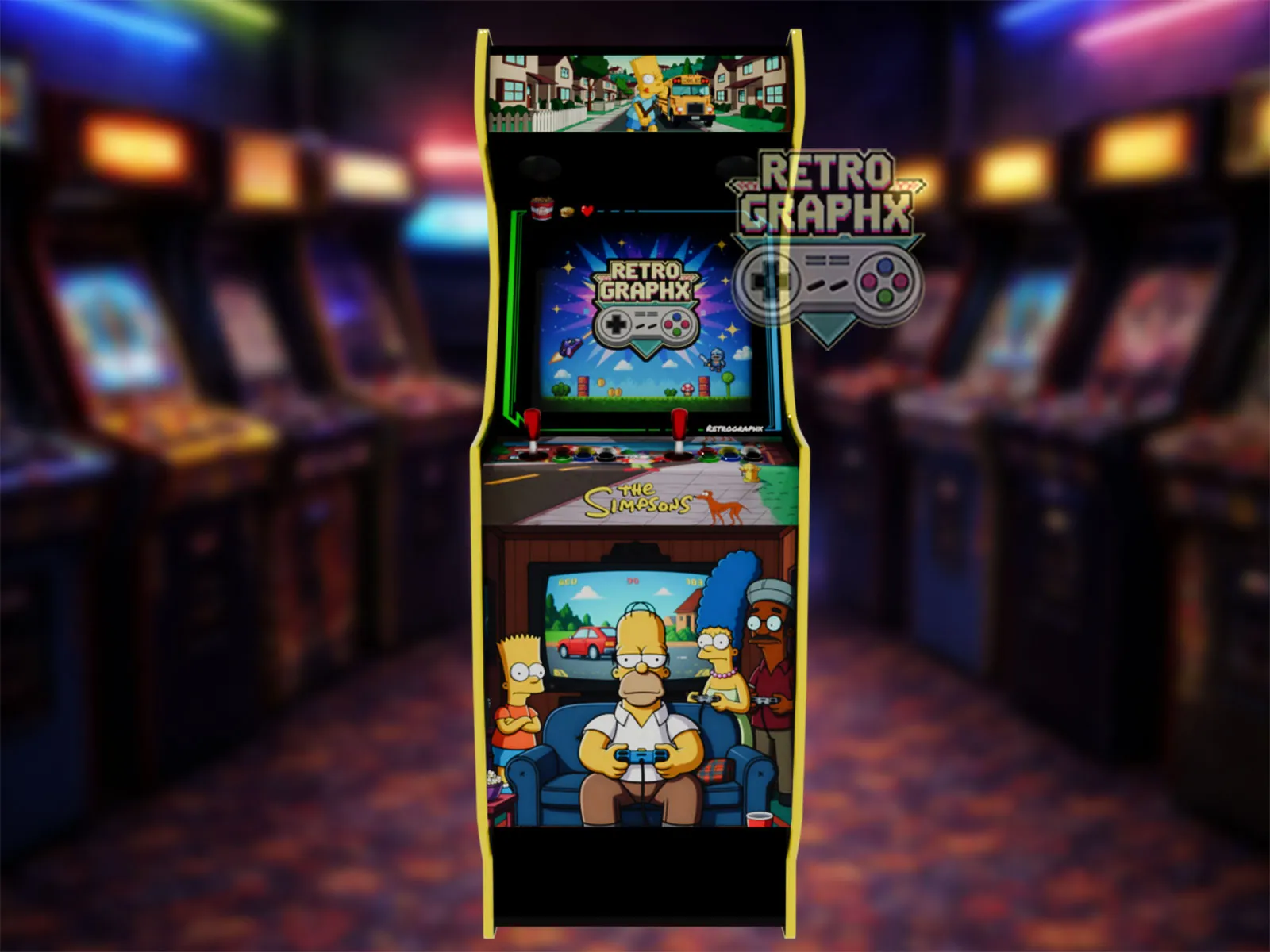 Design arcade The Simpsons | Euro Edition | Fichiers digitaux pour borne d'arcade - PDF  PSD - vue de face