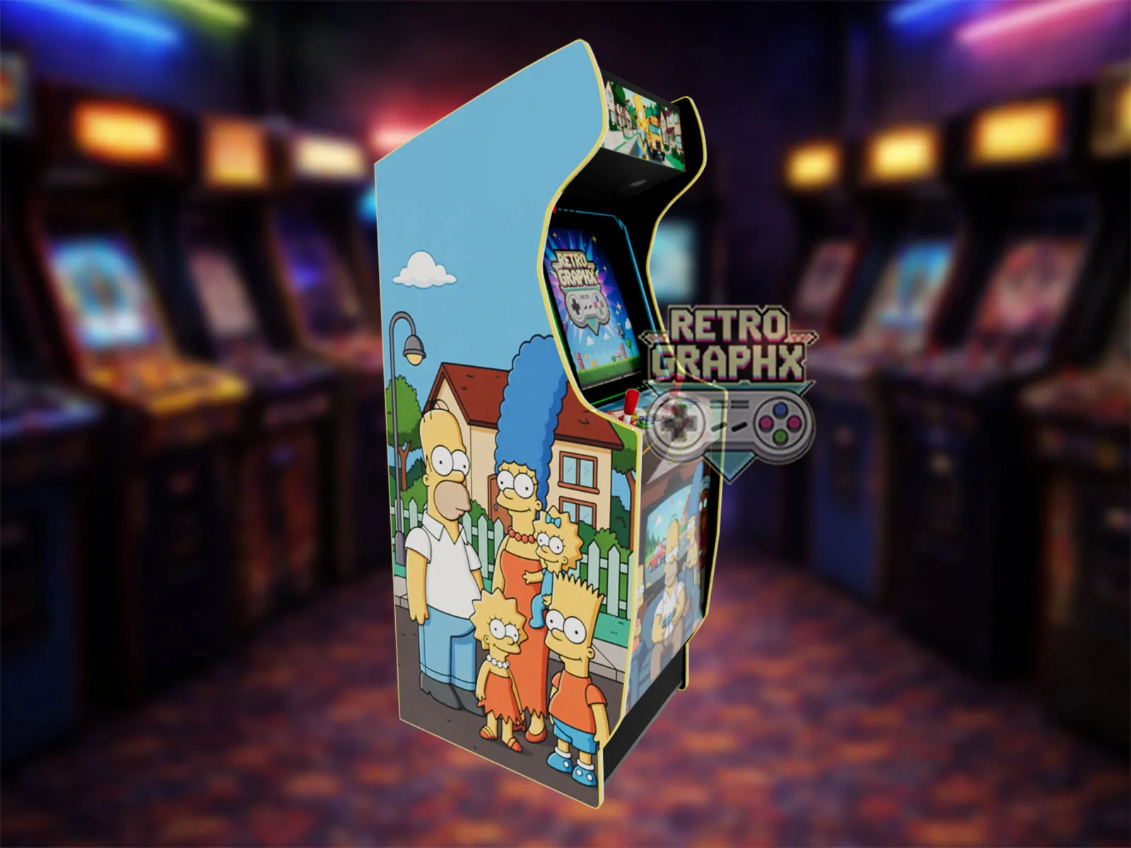 Design arcade The Simpsons | Euro Edition | Fichiers digitaux pour borne d'arcade - PDF  PSD - vue de gauche