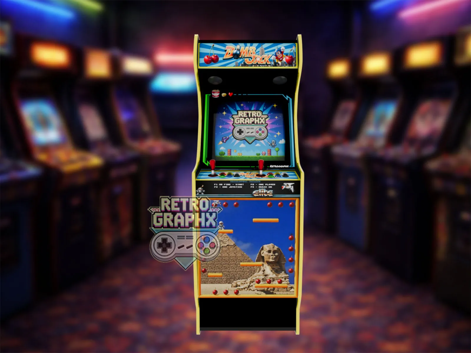 Design arcade Bombjack | Euro Edition | Fichiers digitaux pour borne d'arcade - PDF  PSD - vue de face