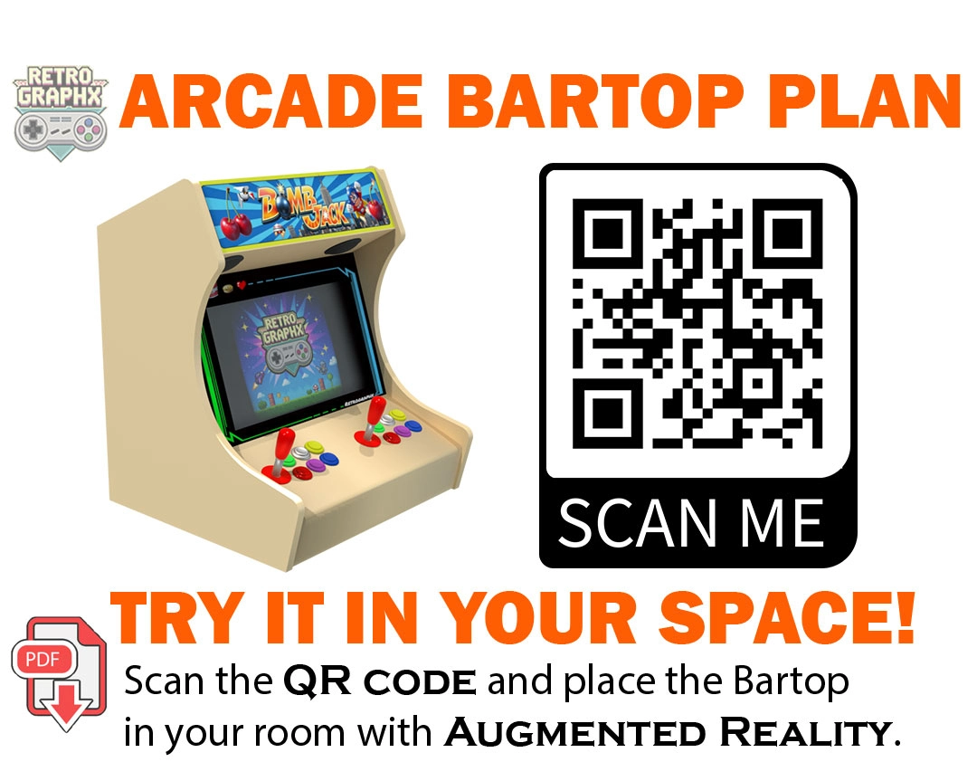 Kit graphique Bartop Arcade  Plans A0 PDF – plan A0 - Echelle 1:1 - vue du dessus du bartop