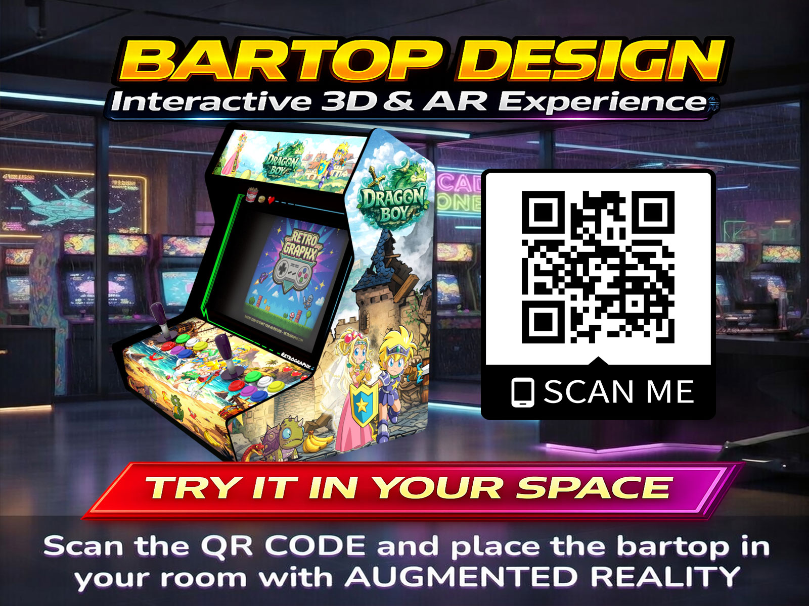Kit graphique WonderBoy arcade Design Bartop| Fichiers digitaux PDF  PSD - vue du dessus du bartop