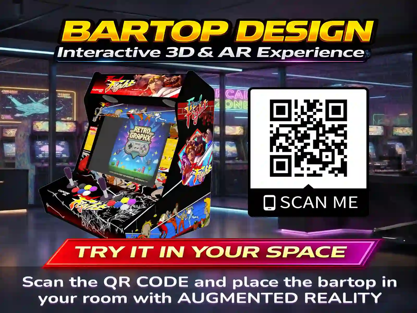 Kit graphique Final fight | Design bartop complet | Fichiers digitaux PDF  PSD - vue du dessus du bartop