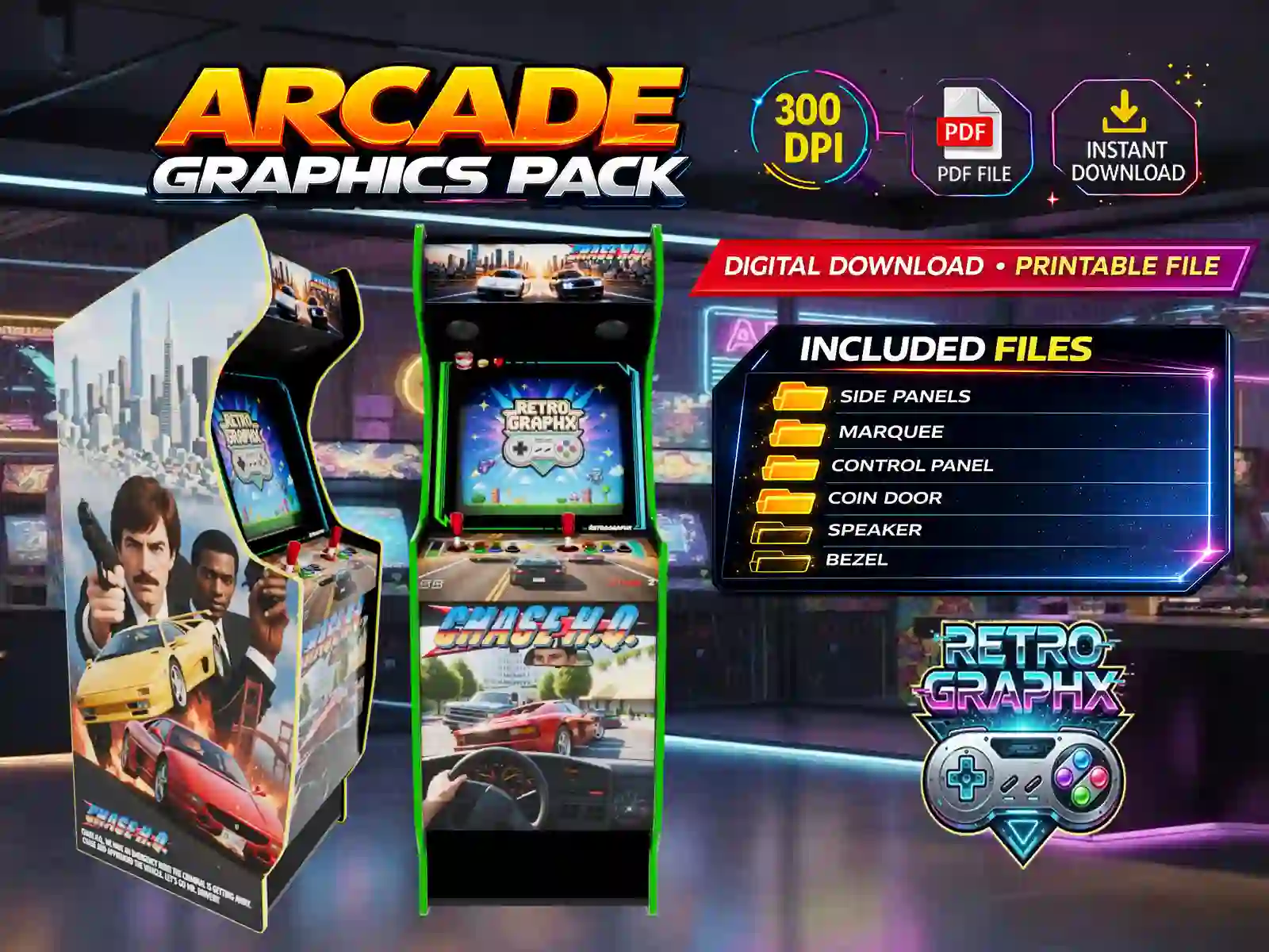 Chase HQ |pack graphique arcade | Fichiers Digitaux pour borne d'arcade - PDF PSD