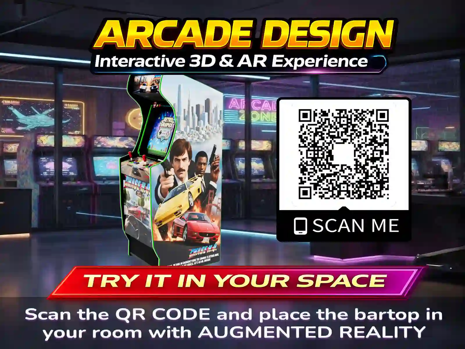 Design arcade Chase HQ |pack graphique arcade | Fichiers Digitaux pour borne d'arcade - PDF PSD - vue de droite